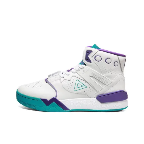 PEAK Taichi 910 Амортизация Покрытие Высокий Верх Винтажные Баскетбольные Кроссовки Мужские Белый Фиолетовый