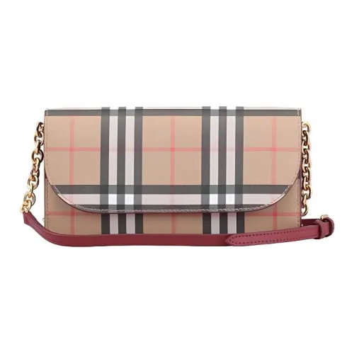 Burberry Винтаж Кошелек из коровьей кожи цепочка сумка через плечо женский хаки малиновый