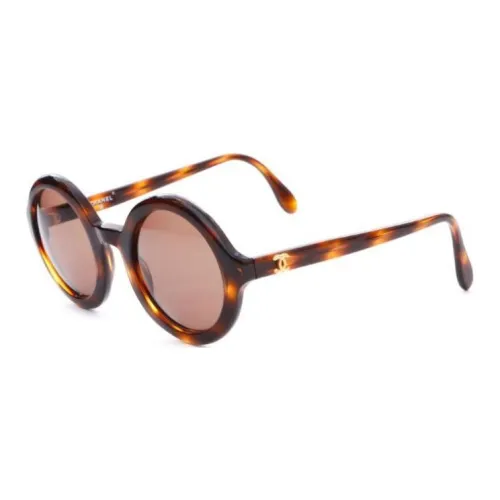 CHANEL Пластик Круглые Солнцезащитные очки Женские Гаванский Коричневый