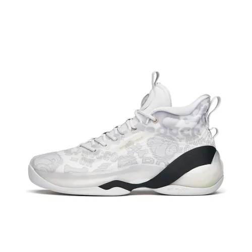 ANTA KT7 Thompson Rocco Амортизация Поддержка Высокие Баскетбольные Кроссовки для Игры Мужские Серый Белый