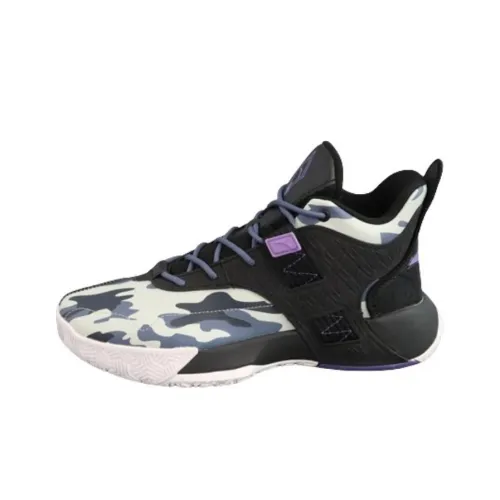 ANTA Speedy Shock Absorbers с нижней юбкой устойчивые термический защита MID топ баскетбольные кроссовки мужской черный фиолетовый