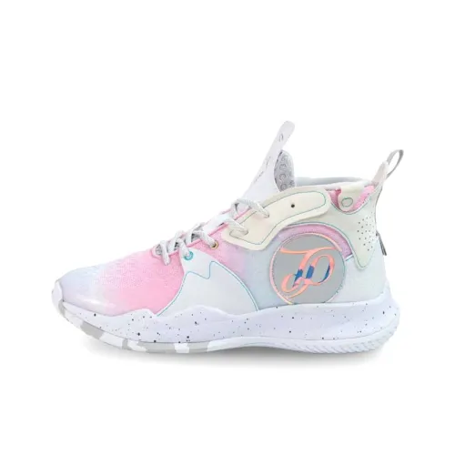 PEAK Tony Parker 1 Противоскользящий Устойчивый к истиранию MID Баскетбольные кроссовки Мужские Белый Розовый