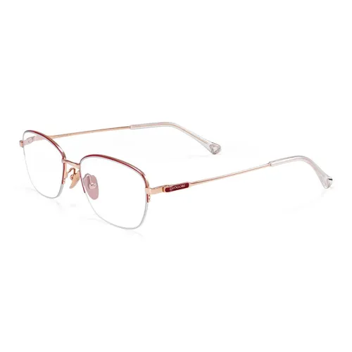 Red Sunset Чистый титан Овальный дизайн Функциональные очки Женские Розовое золото с бургунди акцентами