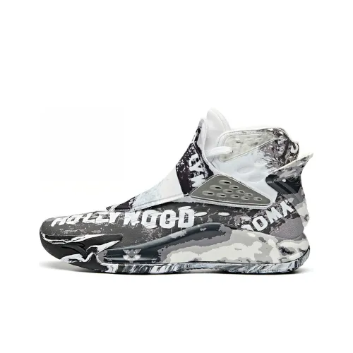 ANTA KT5 Амортизаторы Устойчивые к истиранию Высокий топ Баскетбольные кроссовки Мужские Черно-белые