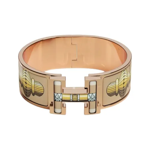 HERMES Эмаль Покрытие Розовое Золото Металлические Аксессуары Браслеты Женские Золото