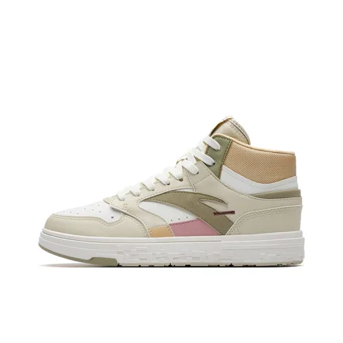 ANTA Противоскользящие амортизаторы с устойчивостью к истиранию Высокие кроссовки для скейтбординга Женские Белые Желтые