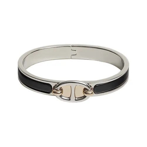 HERMES Mini Clic Chaine d'Ancre Эмаль Браслеты Женские Серебристый Черный
