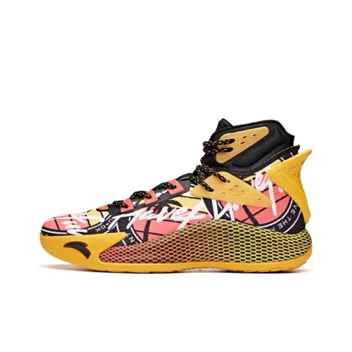 ANTA Thompson KT5 Амортизаторы Устойчивые к истиранию Высокий Топ Баскетбольные кроссовки Мужские Желтые