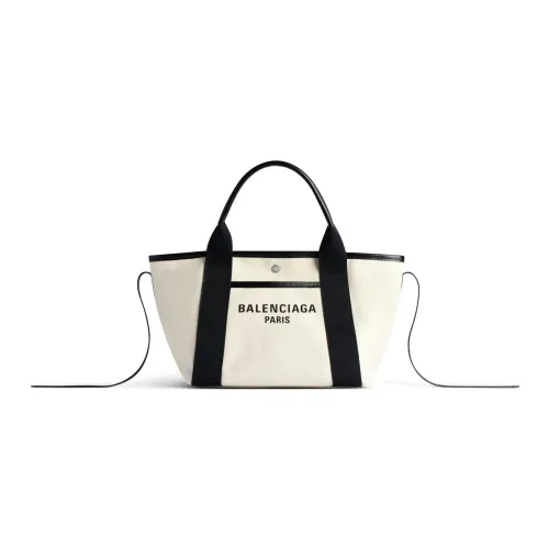 Balenciaga Хлопок Холст Сумка-тоут Сумка для покупок Маленькая Сумка Женская Бежевая и Черная