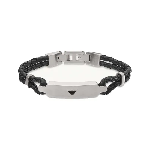 EMPORIO ARMANI Нержавеющий стальной браслет мужской серебряный черный