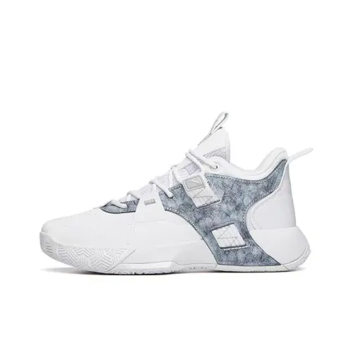 ANTA Speedy 2 Slip Устойчивый к истиранию MID Топ Винтажные баскетбольные кроссовки Мужской Белый Серый