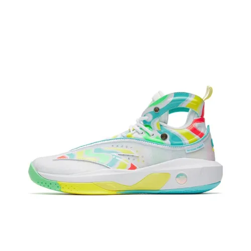 ANTA KT8 KT 8 Амортизаторы Slip-resistant Abrasion-resistant High Top Баскетбольные кроссовки Мужские Белый Синий Looney PE