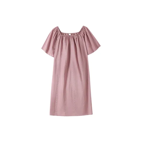 ZumashL Вышивка Длинная Юбка с Длинными Рукавами Свободный крой Летняя готовая одежда Женская Дымчатый чернильный фиолетовый