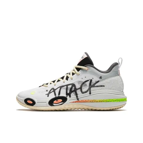 ANTA Assault 1st Generation Low Топ Баскетбольные кроссовки Мужские Белый Серый Зеленый