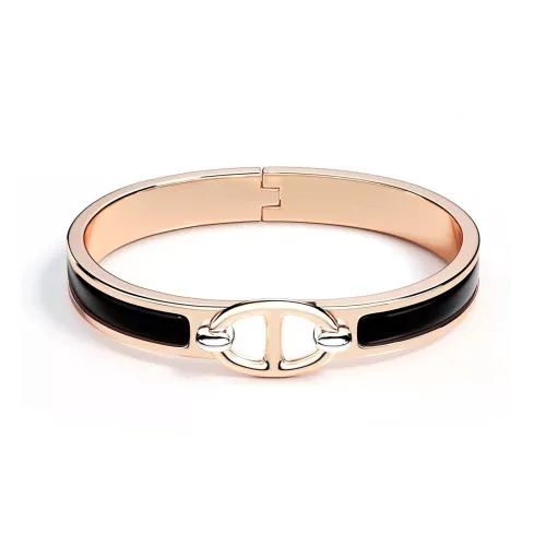 HERMES Эмаль Браслеты Унисекс Розовое Золото Черный