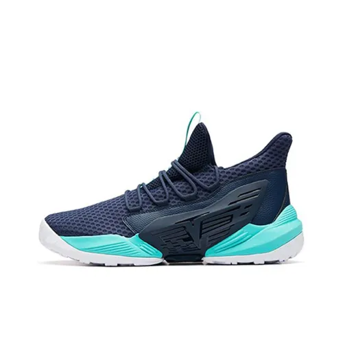 ANTA Bastard Shock Absorbers Slip-resistant Abrasion-resistant Breathable MID Top Vintage Basketball Shoes Men's Blue ANTA Bastard Shock Absorbers Противоскользящие Устойчивые к истиранию Дышащий MID Топ Винтажные Баскетбольные Кроссовки Мужские Синий