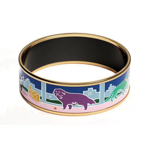 HERMES Эмаль Браслеты Черный/золотой/Синий Женские