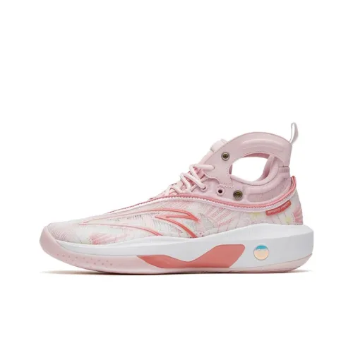 ANTA KT8 520 Амортизирующие подошва Устойчивая к истиранию Высокий топ Баскетбольные кроссовки для игры Мужские Розовый Белый