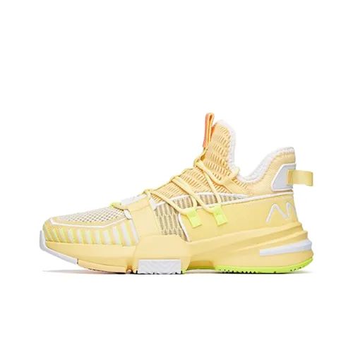 ANTA Craze 1 Амортизирующие шоки Противоскользящие и устойчивые к истиранию Высокие баскетбольные кроссовки Мужские Желто-белые