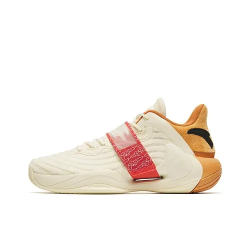 ANTA Water Flower 4 Амортизирующие шоки противоскользящие низкий топ баскетбольные кроссовки для игры мужской белый и оранжевый Shiba Inu