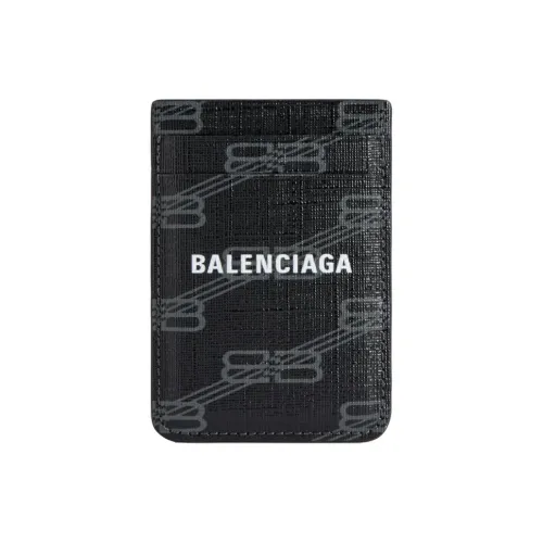 Balenciaga BB MONOGRAM Подпись ПУ (полиуретан) Держатель для карт Мужской Черный и Серый