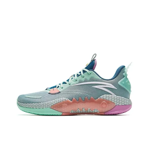 ANTA Shock Wave 5 Команда Шок Абсорберы Устойчивые к Сцеплению Устойчивые к Износу Низкий Топ Баскетбольные Кроссовки Мужские Красный Зеленый