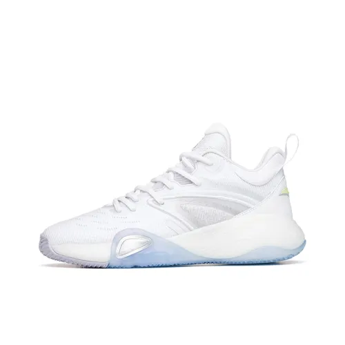 ANTA Перо Шокабронирующие Устойчивые к истиранию Низкий Топ Баскетбольные Кроссовки Мужские Белый Серебряный