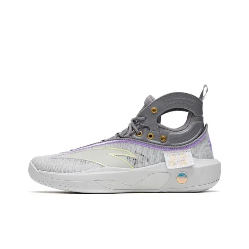 ANTA KT8 Starlight Slip-on Устойчивый к истиранию Легкий High Top Баскетбольные кроссовки Мужской Фиолетовый Серебряный