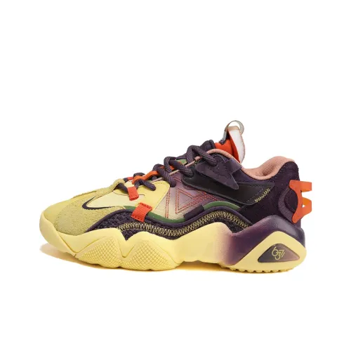 LUFUGONGBOWUGUAN x PEAK State Pole Низкий Топ Толстая Подошва Кроссовки Женские Ярко-Желтый Фиолетовый