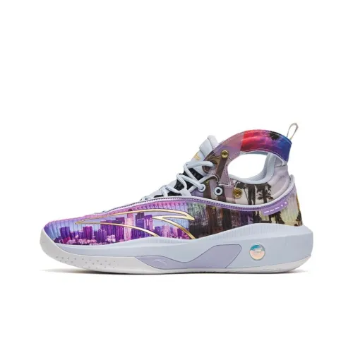 ANTA KT8 Course Шокабойеры Противоскользящие Устойчивые к истиранию Высокие Баскетбольные кроссовки Мужские Фиолетовые