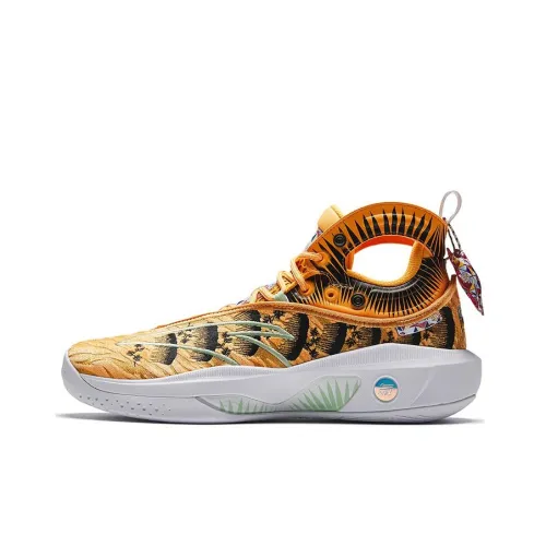 ANTA KT8 Дракон BOAT Праздничный Slip Устойчивый к истиранию Высокий Топ Баскетбольные кроссовки Мужской Желтый Черный