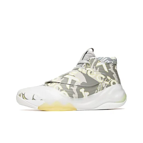 ANTA KT6 Амортизация Покрытие Поддержка Высокий Верх Баскетбольные Кроссовки Мужские Серый Белый Желтый