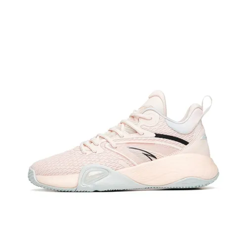 ANTA Feather Low Top Баскетбольные кроссовки для игры Мужские Белая кожа с Розовым оттенком