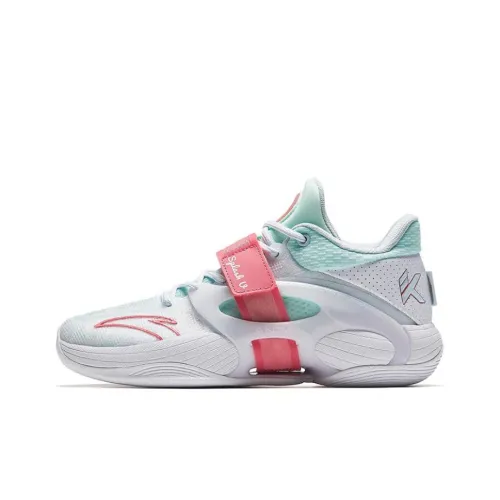 ANTA KT Splash V Противоскользящие Устойчивые к истиранию Низкие Баскетбольные кроссовки Женские Белые Циан