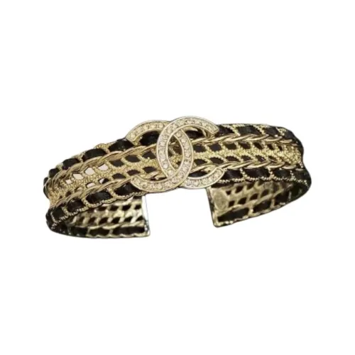 CHANEL Металл Овчина Стразы Браслеты Женские Черный