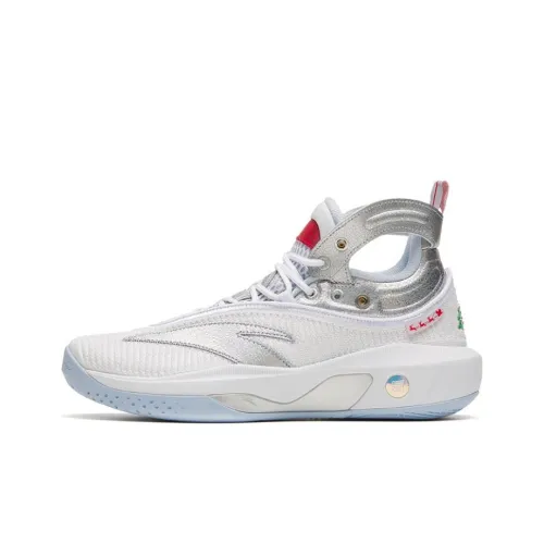 ANTA KT8 Thompson 8 Амортизирующие шоки противоскользящие устойчивые к истиранию высокие баскетбольные кроссовки для мужчин белый серебристый синий