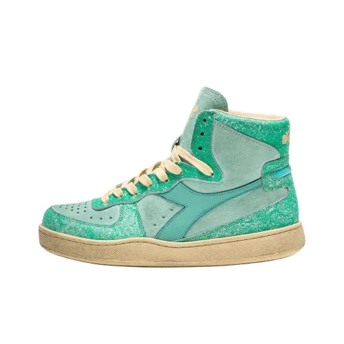 Diadora Heritage Mi Basket High Топ Скейтборд Кроссовки Женские Желто-зеленые