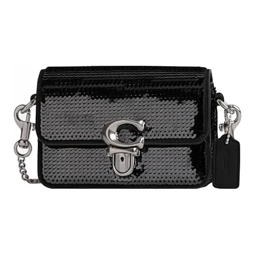 COACH Studio Корова Кожа Маленькая Квадратная Сумка Сумка через плечо Сумка на плечо Женская Черная