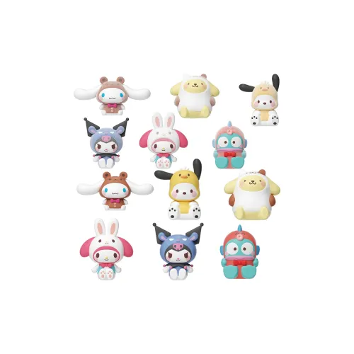 MOETCH Sanrio Family Костюмы Коллекция Тиби Персонажи Слепые Коробки Один Mystery Коробка Целая Коробка 18 Упаковок