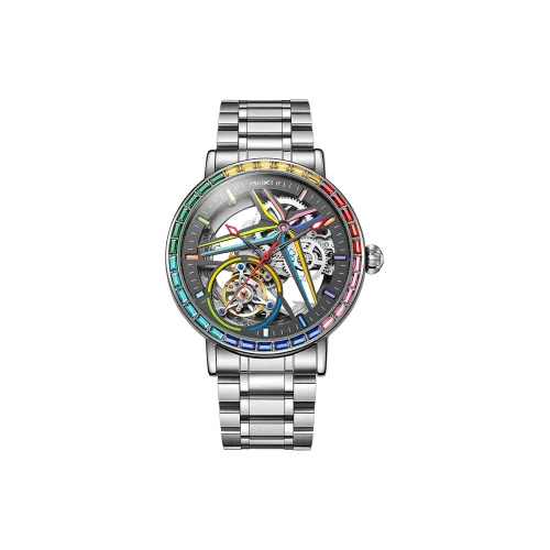 MUKUO Cool Play Collection Автоматический механический механизм ремешок из нержавеющей стали часы для мужчин циферблат с черепом