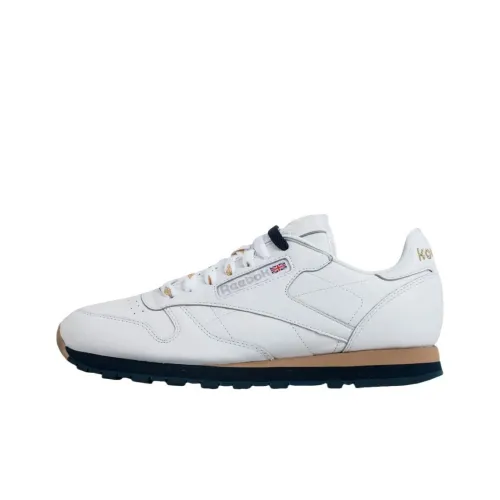 Reebok Classic Leather Casual Low Top Белый/Золото Металлик/Коллегиальный Морской Синий Мужской