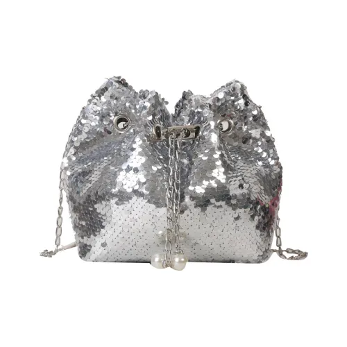 PULUWIRR Блестки Сумка через плечо Стандартная Женская Черная Серебряная