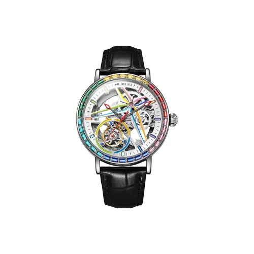 MUKUO Cool Play Collection Автоматический механический механизм часы с натуральной кожей ремень мужские часы циферблат с черепом