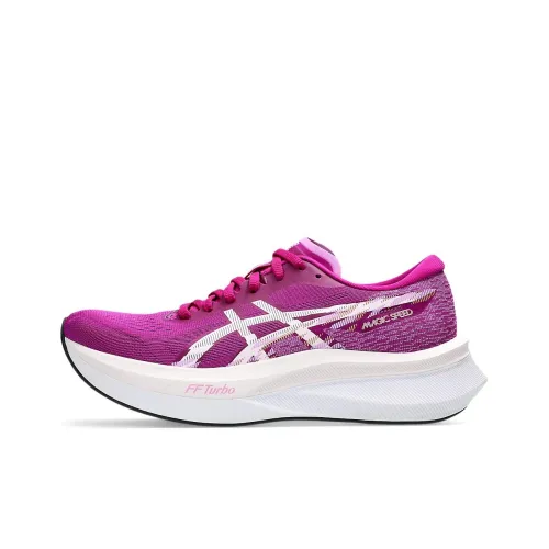 ASICS MAGIC SPEED 4 Устойчивый к истиранию Низкий Топ FFBLAST+Технология Средняя Подошва Гоночные Беговые Кроссовки Женские Розовый Фиолетовый