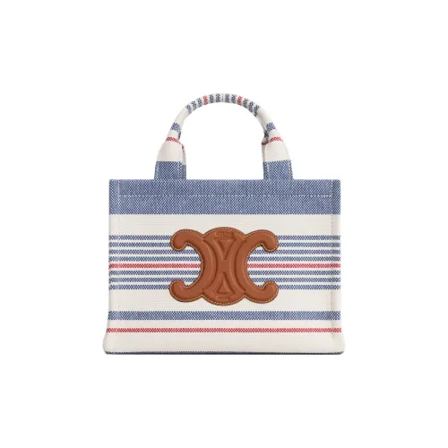 CELINE Cabas Thais Текстиль Сумка через плечо Маленькая Сумка Женская Белая и Синяя