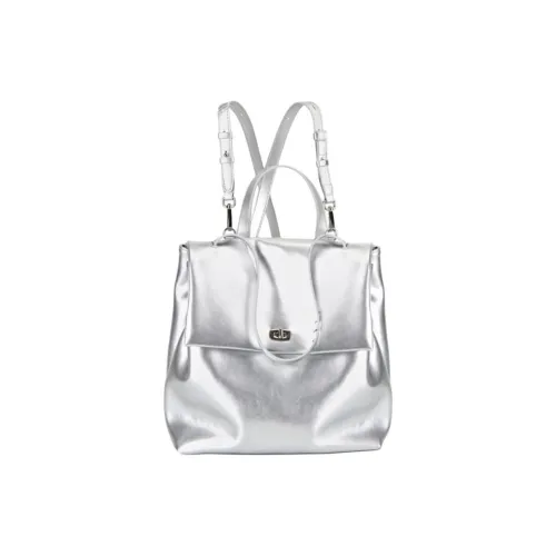 YOCAMU Рюкзак из коровьей кожи большой женский черный серебристый