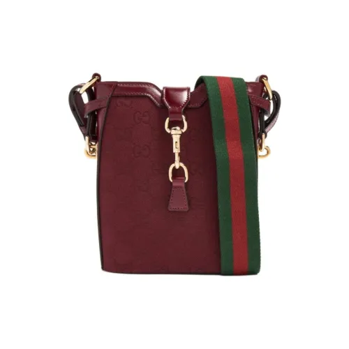 GUCCI Canvas с кожаными вставками ведрообразные сумки сумки через плечо сумка на плечо женская красная