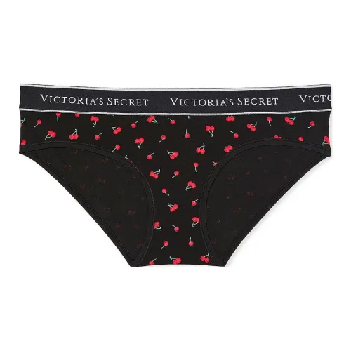 Victoria's Secret Хлопок Логотип Хлопок Hiphugger Panty Black Cherries Нижнее белье Женские 1 шт Черный Вишня
