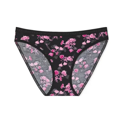Victoria's Secret Эластичные хлопковые бикини-шорты Черный цветок Женское нижнее белье 1 упаковка Черный цветок