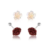 Комплект сережек-гвоздиков золотого цвета с розовым оттенком